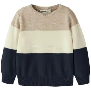 NAME IT MINI katoenen rechtvallende gebreide trui Grijs Meerkleurig Grijs/beige