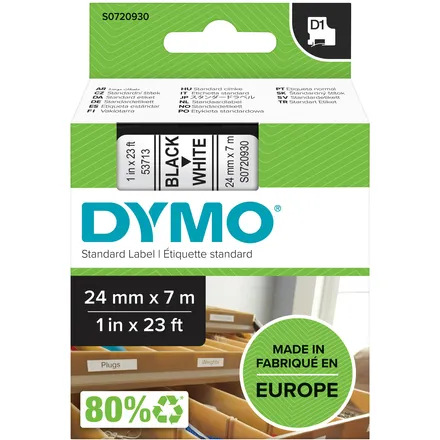 Dymo Labeltape dymo labelmanager d1 polyester 24mm Zwart op wit