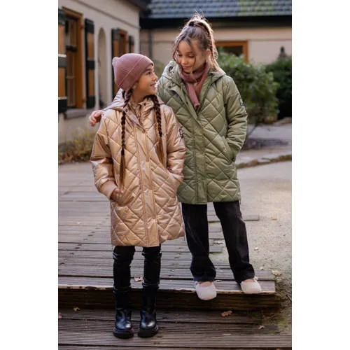 Like Flo quilted winterjas met split groen, foto 4