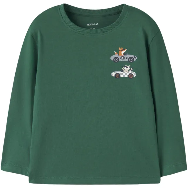 NAME IT MINI rechtvallende longsleeve met print groen