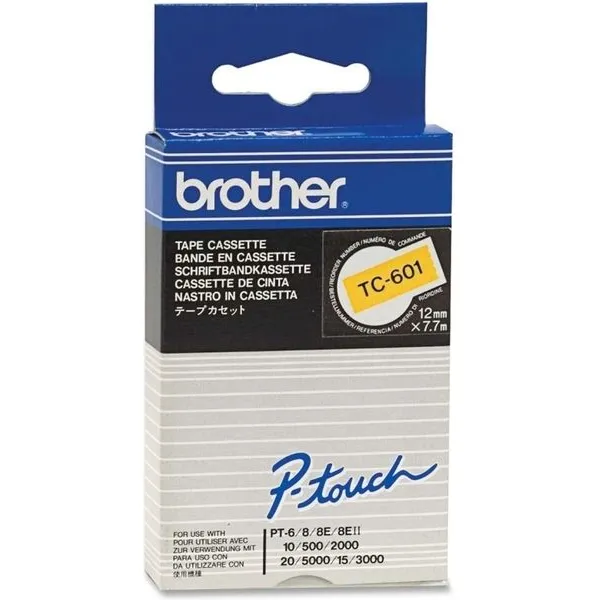 Brother TC-601 Tape Zwart op geel (12 mm)