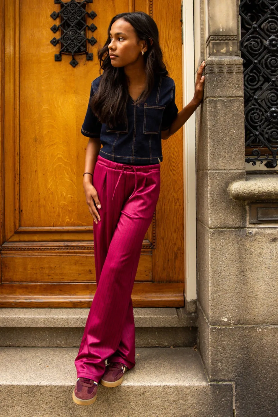 LOOXS 10sixteen sweatpant met krijtstreep donkerrood, foto 7