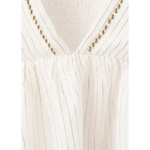 Mango TEEN gestreepte blousetop met strass-steentjes wit, foto 6