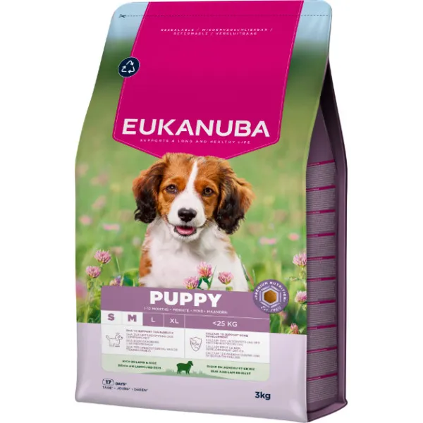 Eukanuba Puppy Small Medium hondenvoer met lam en rijst 12 kg