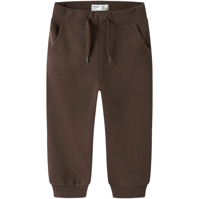 NAME IT MINI regular waist joggingbroek donkerbruin