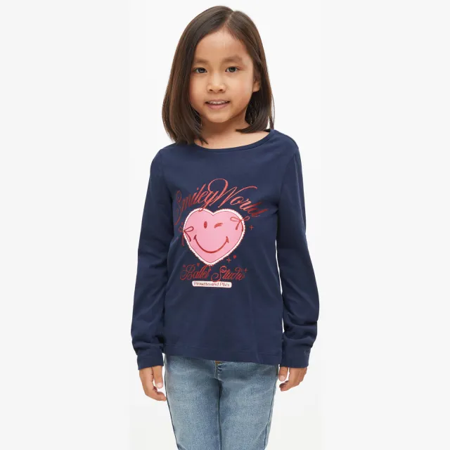 s.Oliver longsleeve met glitters en print donkerblauw