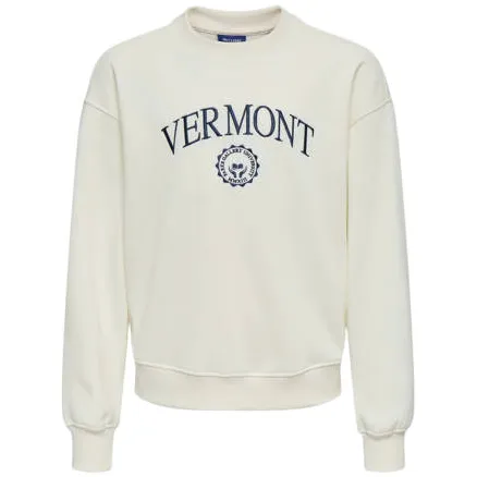 Only & Sons JUNIOR sweater met borduursels en tekst - ecru Printopdruk
