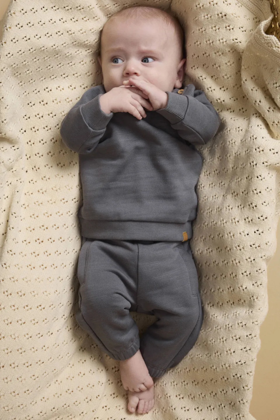 Lil' Atelier Baby regular fit joggingbroek grijs