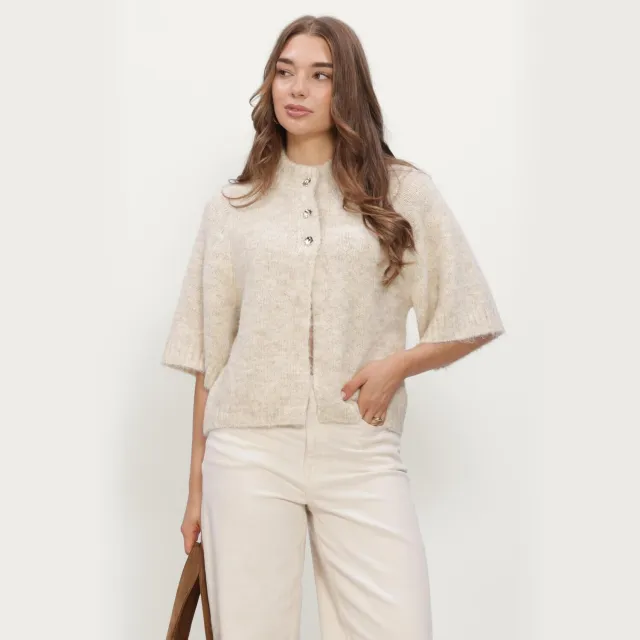Neo Noir Dames Truien & Vesten Benuta Fluffy Knit Cardigan - Ecru
