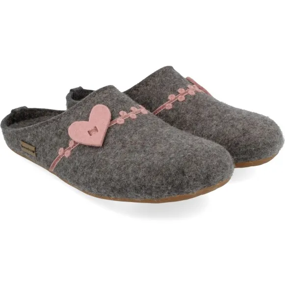 Haflinger Women's Everest Coeur - Pantoffels, grijs
