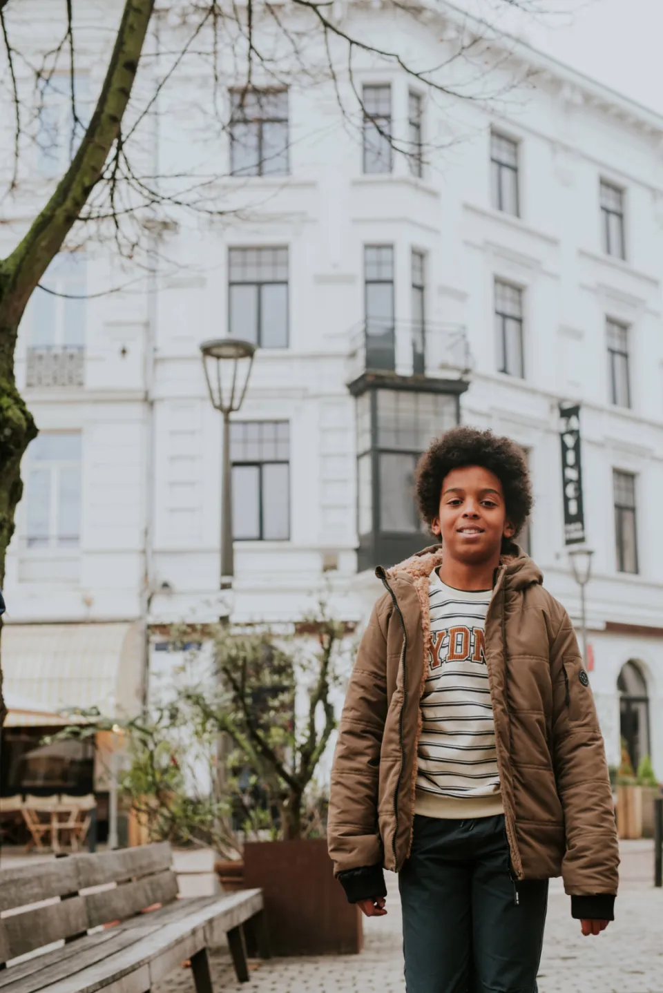 No Way Monday rechtvallende gestreepte sweater met tekst - wit, foto 6