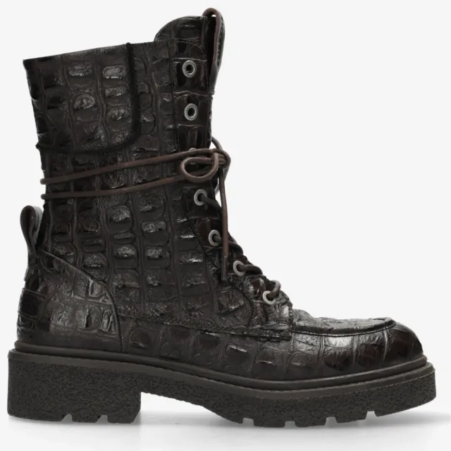 Shabbies Amsterdam JACY BIKA Boot croco Dark Brown