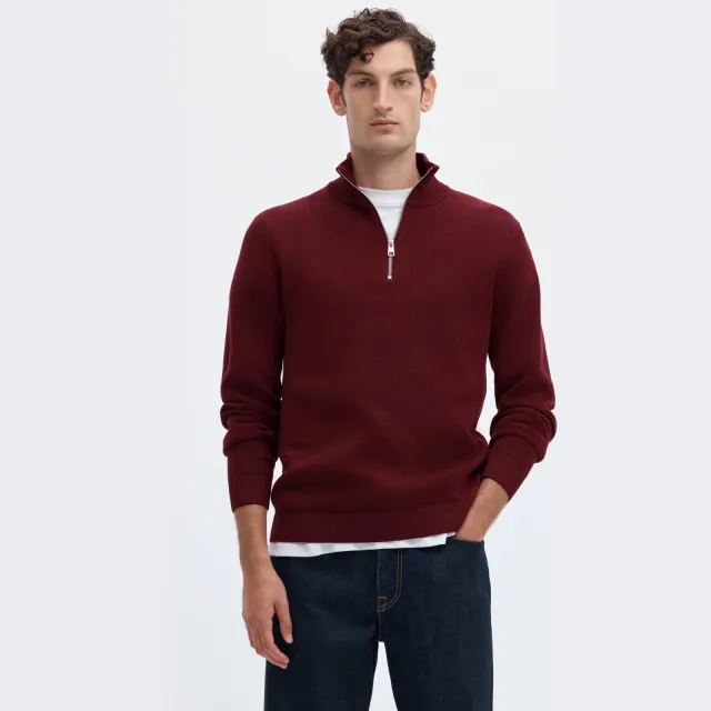 SELECTED MEN Selected katoenen regular fit trui - tawny port bordeaux