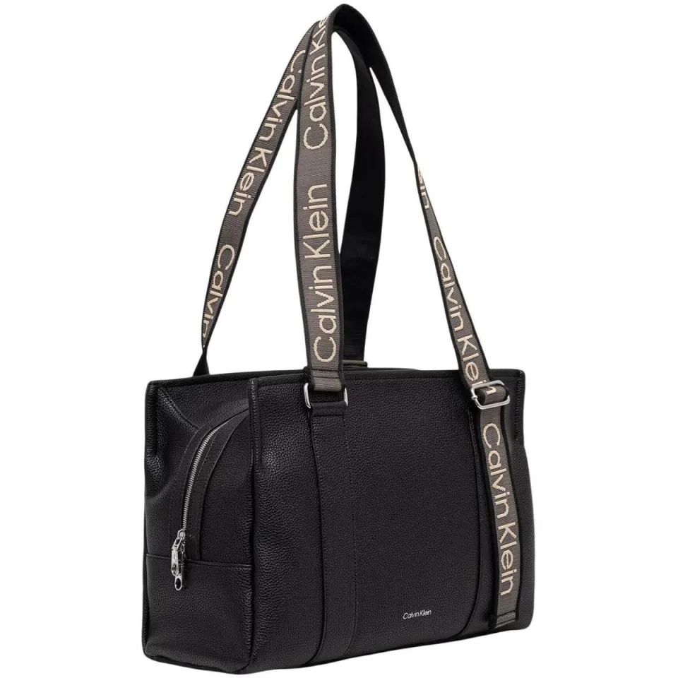 Calvin Klein shopper van katoenmix Zwart