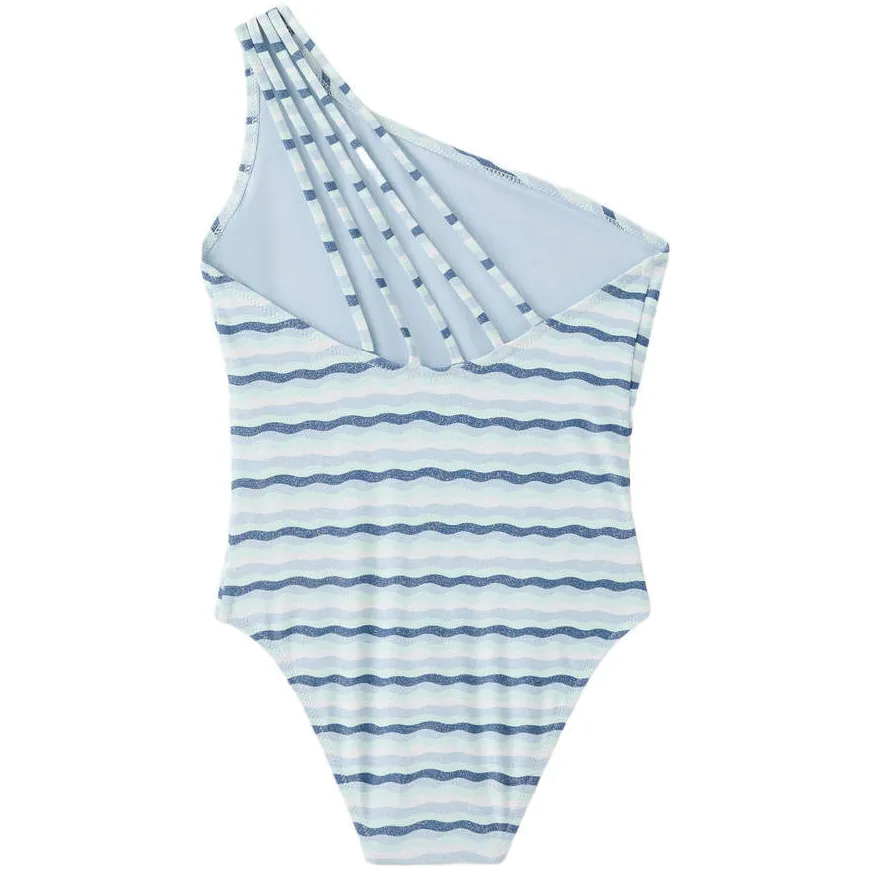 Mango Kids one shoulder badpak blauw gestreept, foto 2