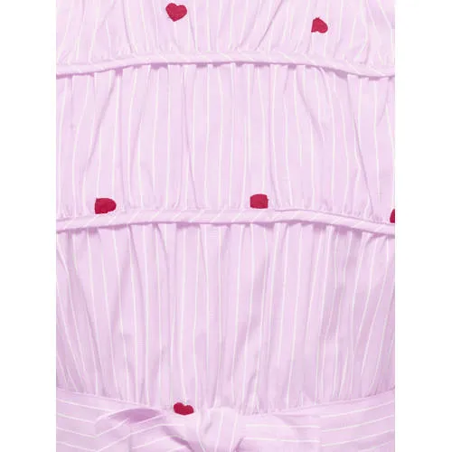 Only gestreepte korte jurk met hartjes roze, foto 3
