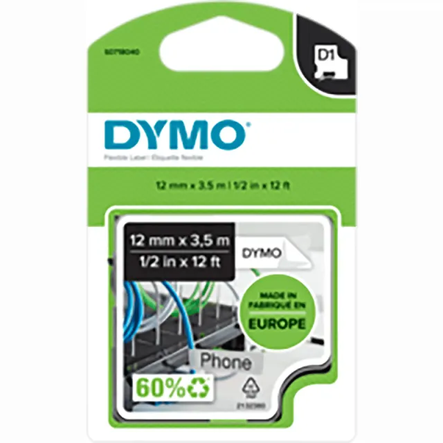 Dymo D1 flexibel zwart op wit breedte 12 mm, foto 2