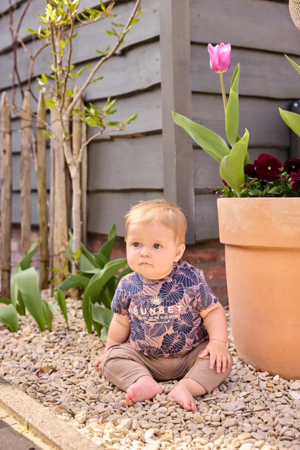 Dirkje T-shirt met bladprint donkerblauw donkerblauw/bruin, foto 4