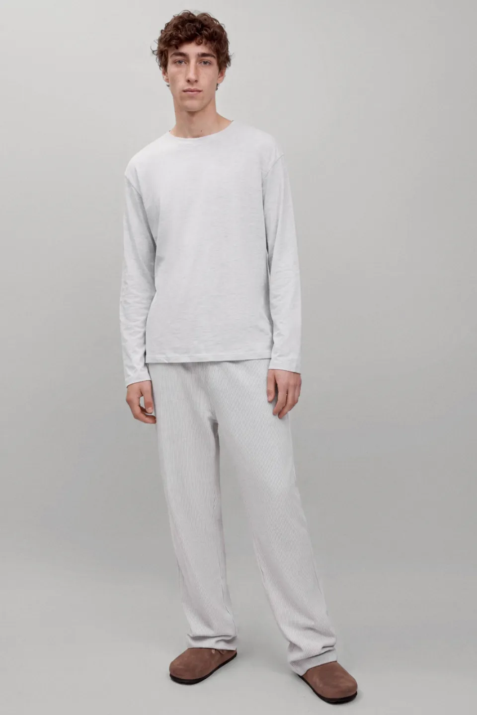 Mango pyjama lichtgrijs lichtgrijs/wit, foto 4