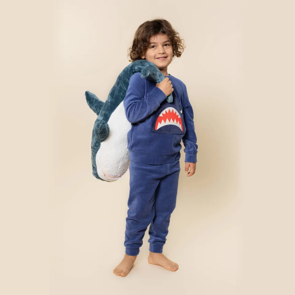 Charlie Choe pyjama met borduursels en print blauw