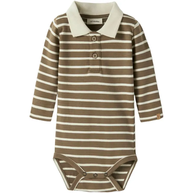 Lil' Atelier BABY katoenen gestreepte romper - groen