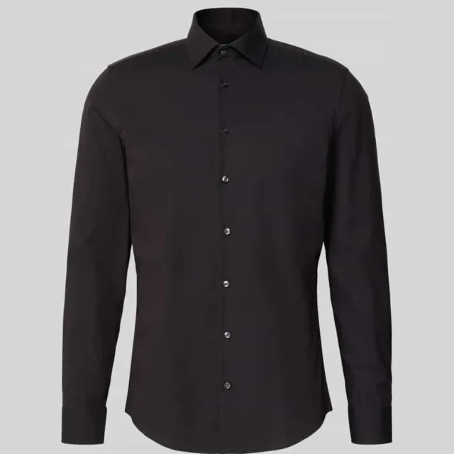 Seidensticker Slim fit zakelijk hemd met kentkraag van pure katoen zwart