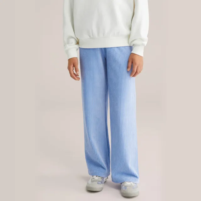 WE Fashion fluwelen loose casual broek lichtblauw, foto 3