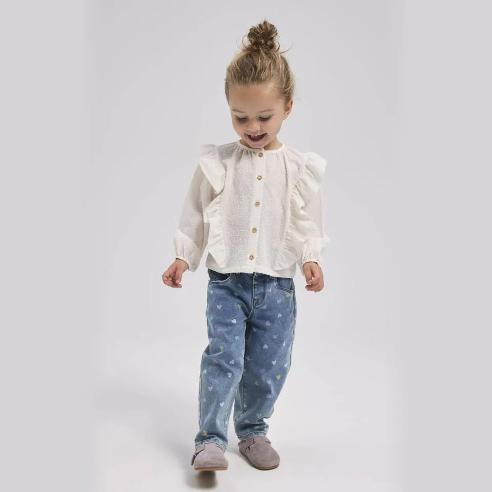 NAME IT MINI mom jeans NMFBELLA met hartjes medium blue denim