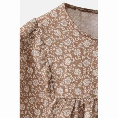 Mango Kids gebloemde blousetop lichtbeige, foto 5