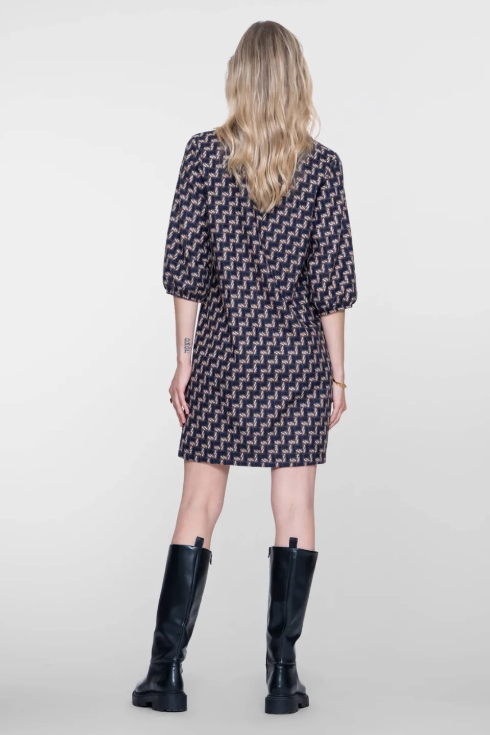 Geisha midi jurk donkerblauw, foto 8