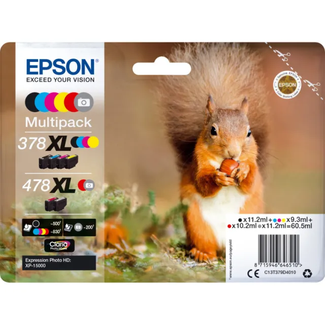 Epson 378XL+478XL, Multipack (Eekhoorn) Black / Cyan / Magenta / Yellow / Red / Grey