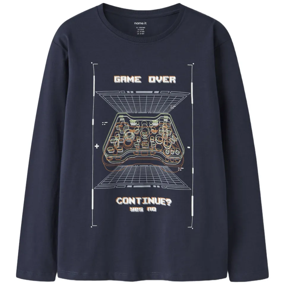 NAME IT KIDS longsleeves met print donkerblauw/lichtblauw set van 2, foto 2