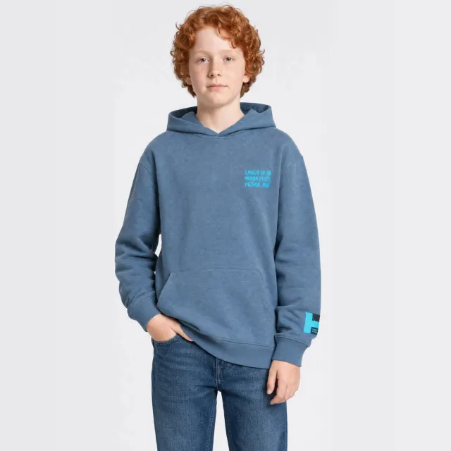 Petrol Industries hoodie met backprint - blauw