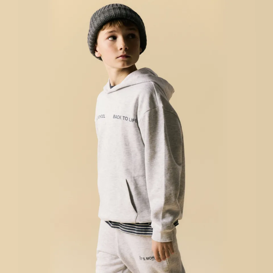 NAME IT KIDS boxy hoodie met backprint en tekst - grijs, foto 4