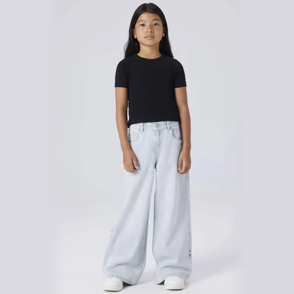 NAME IT KIDS wide leg jeans light blue denim