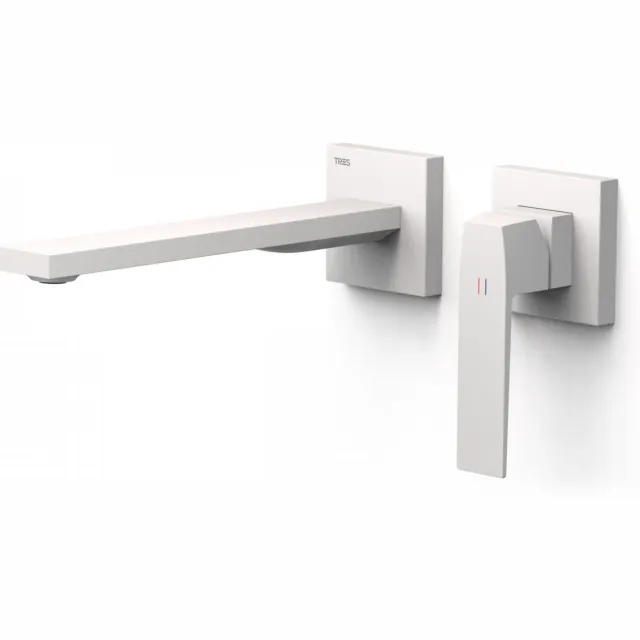 Tres Slim Exclusive wastafelmengkraan inbouw lange uitloop mat wit Mat wit -