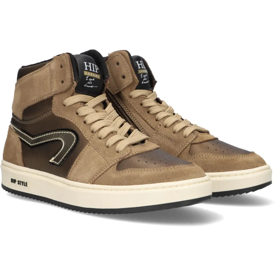 Hip H1765 leren sneaker brons, foto 4