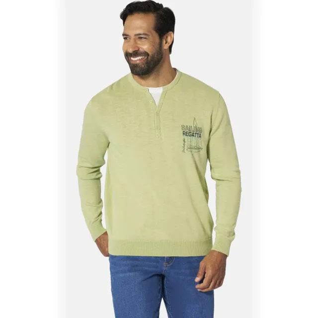 Jan Vanderstorm +FIT Collectie trui fijn gebreid Plus Size ENDRICH groen Lichtgroen