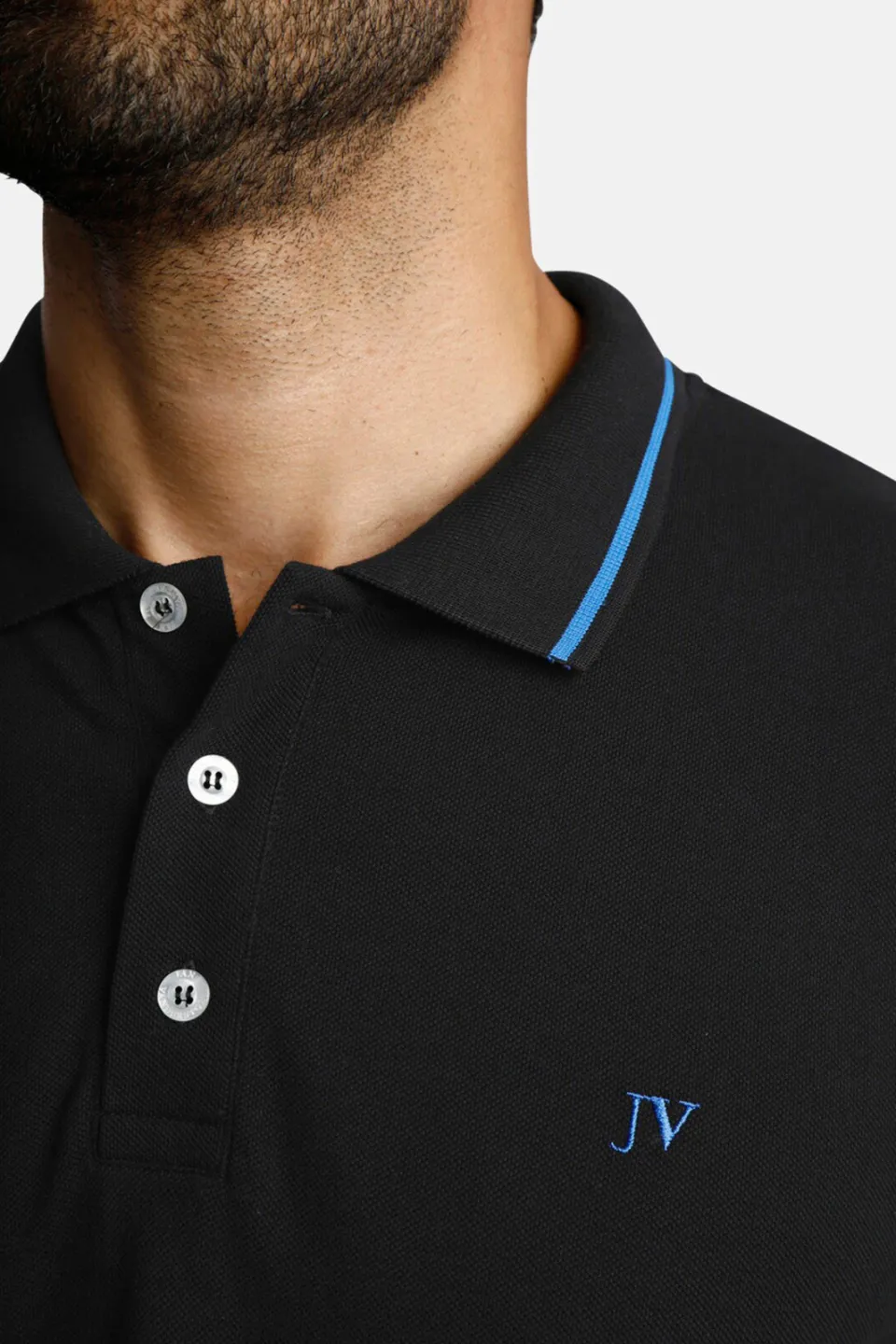Jan Vanderstorm loose fit polo Plus Size ELLIS zwart, foto 5