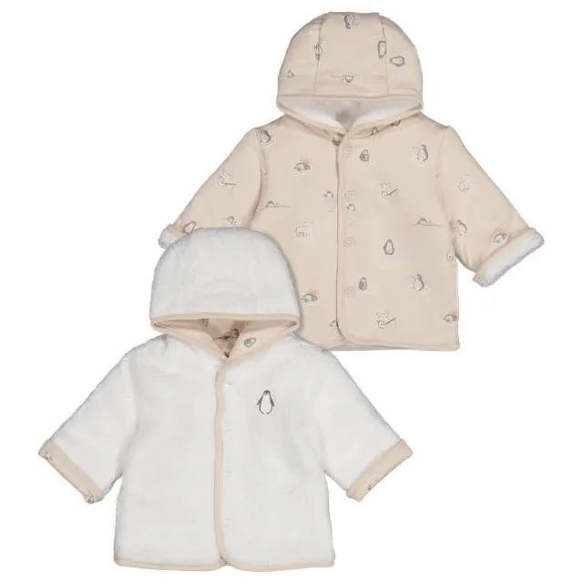 Feetje Penguin Cuddles reversible teddy winterjas offwhite, foto 2