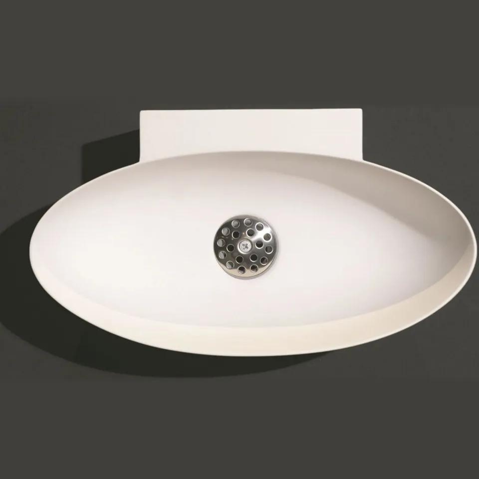 Luca Fontein Ovaal Luca Sanitair 40x22x12 cm Solid Surface Mat Wit (zonder kraangat)