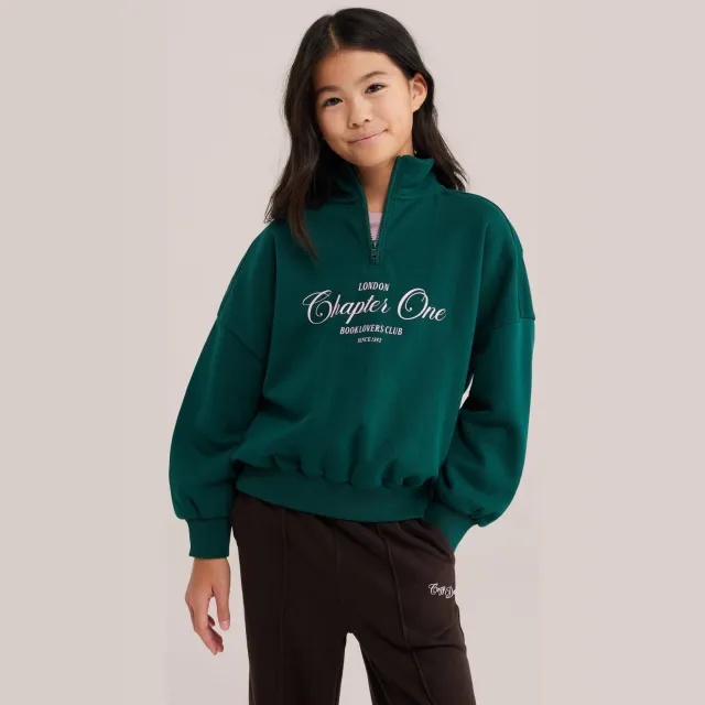WE Fashion sweater met tekst - groen