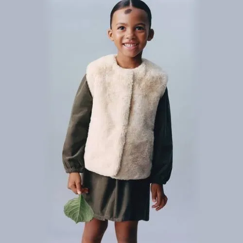 Mango Kids imitatiebont gilet - beige, foto 2