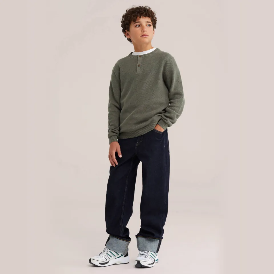 WE Fashion katoenen gebreide trui - kaki, foto 6