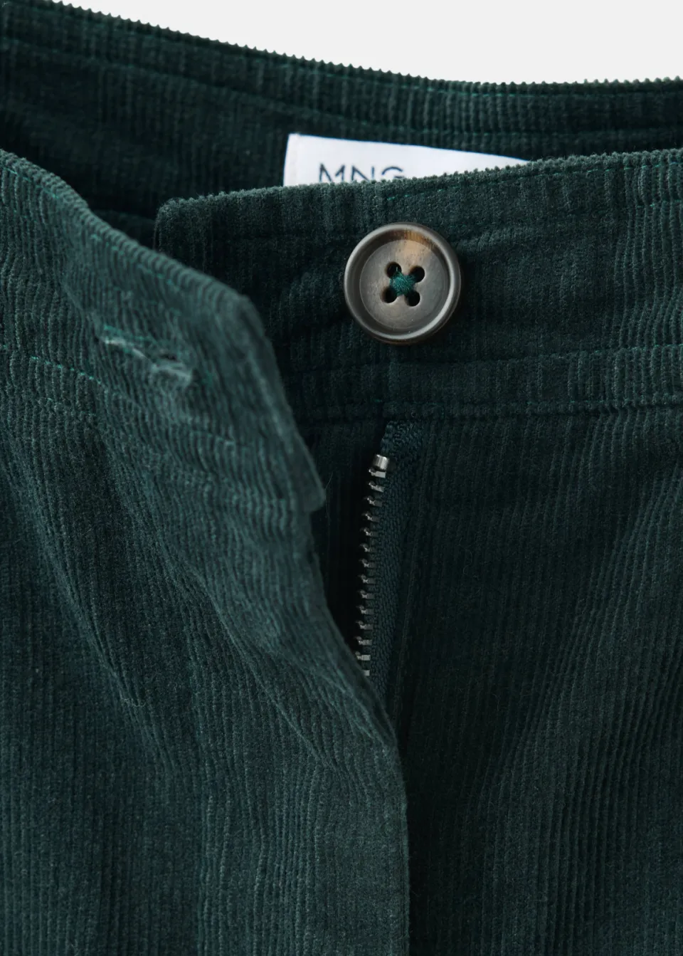 Mango corduroy casual broek donkergroen, foto 3