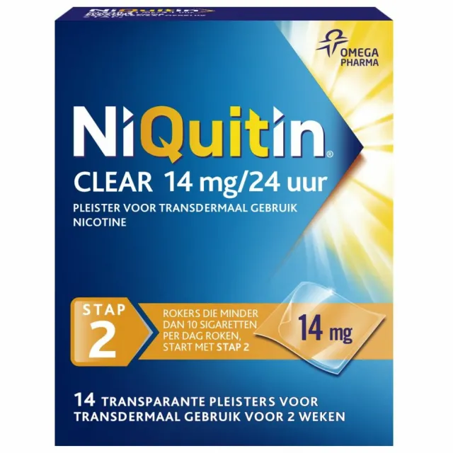Niquitin Clear Pleisters 14mg Stap 2 14 stuks