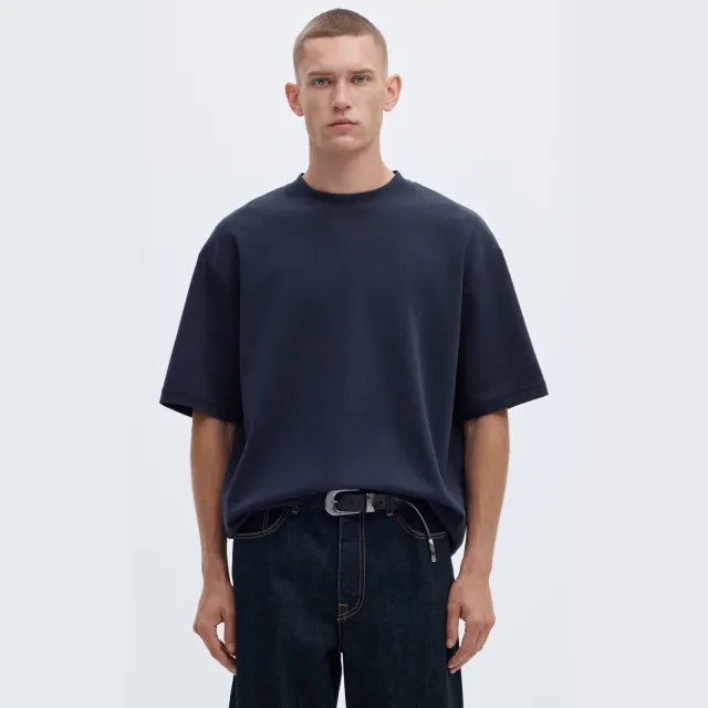 Selected loose fit T-shirt SLHLOOSEOSCAR donkerblauw, foto 3