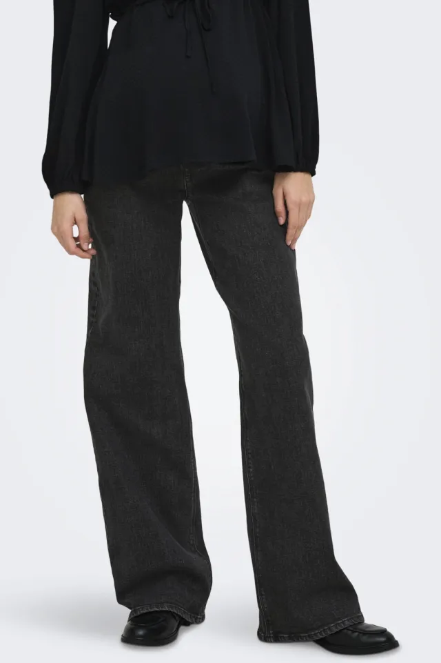 Only MATERNITY zwangerschaps wide leg jeans - black denim, foto 3