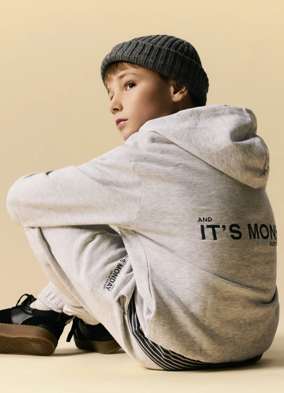 NAME IT KIDS boxy hoodie met backprint en tekst - grijs, foto 5