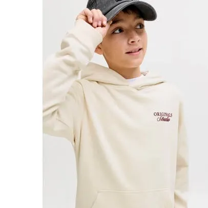 Jack & Jones JUNIOR hoodie met backprint ecru, foto 4